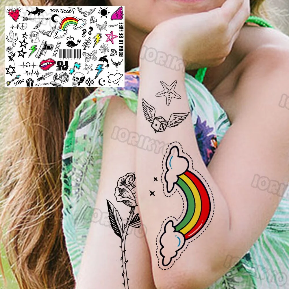 Death Skull Pirate Temporary Tattoo For Children Kids Face Men Boys Women Tattoos Sticker Fake Funny Tatoo Anchor Captain