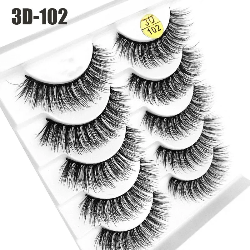 5Pairs 6D Mink Lashes False Eyelashes Natural Long Eyelash Extension Cross Volume Soft Fake Eye Lashes Winged Faux Cils Dropship