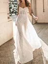 See-Through Lace Spaghetti-Neck Bandeau Wedding Maxi Dress