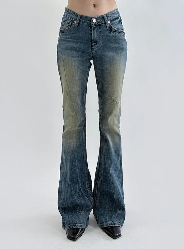 Elastic Slim Washed Blue Jeans