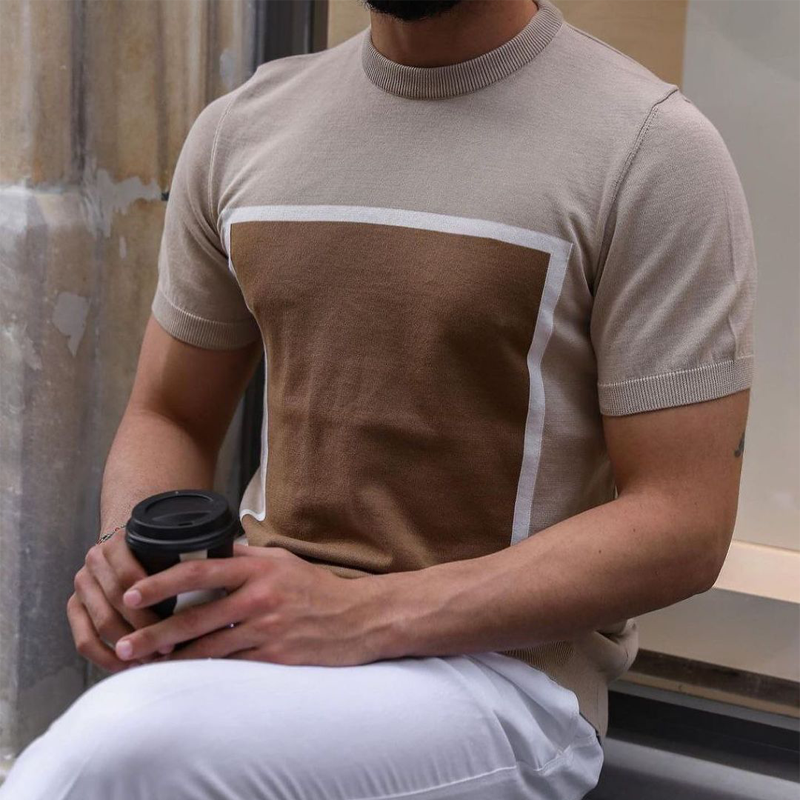 Contrast Knit T-Shirt