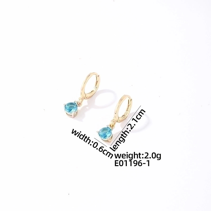 1 Pair Casual Sweet Minimalist Round Water Droplets Plating Inlay 304 Stainless Steel Copper Zircon Gold Plated Drop Earrings