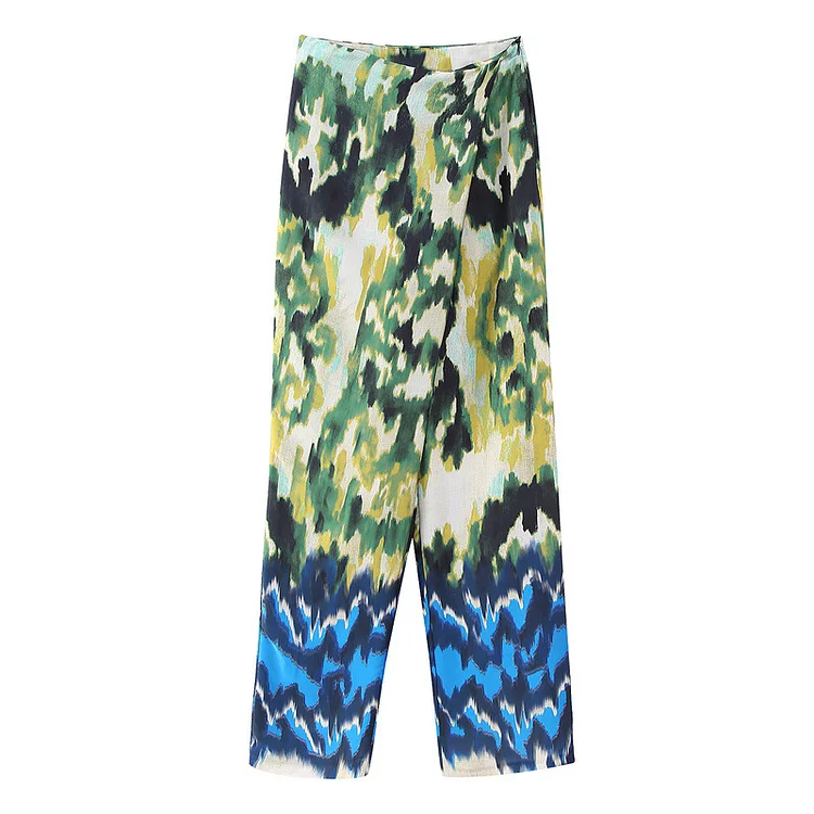 Casual Printed Two Piece Shirt and Pants Set Flaxmaker