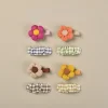 2PCS Lovely Plaid Flower Hair Pins for Baby Girls