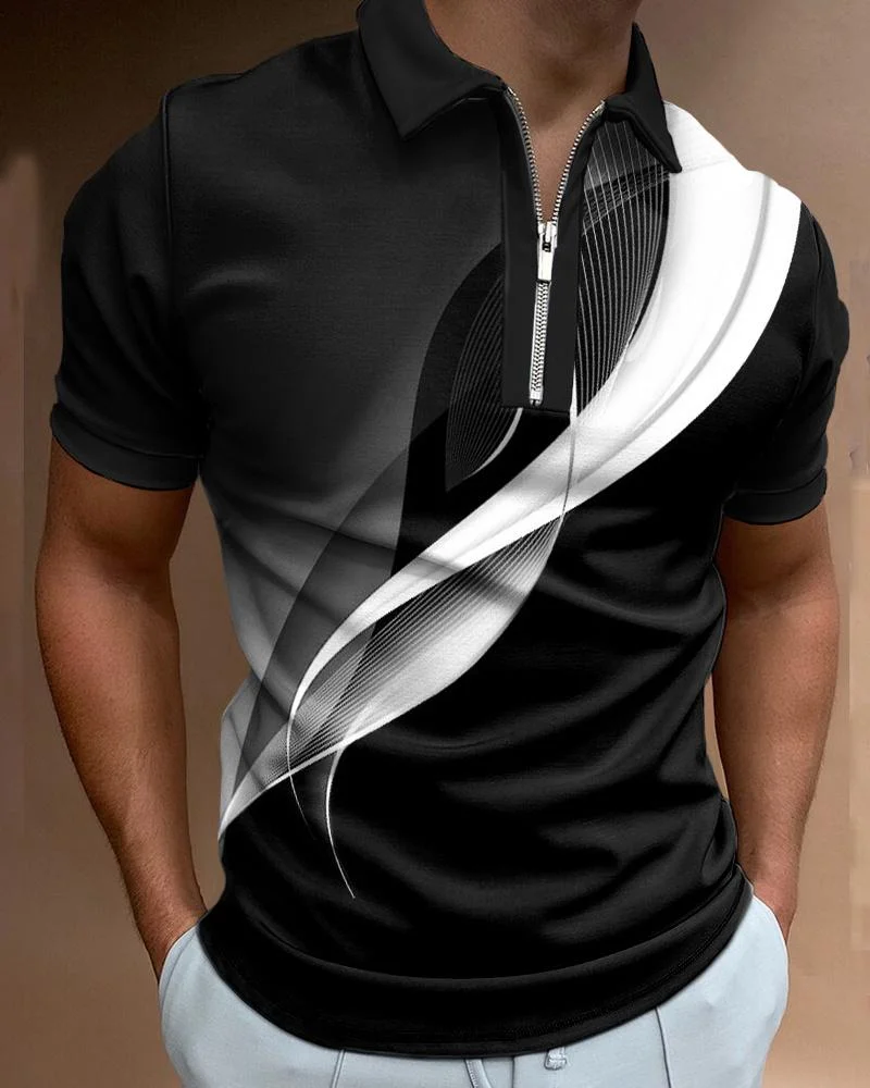 Men's Casual Print Polo Short Sleeve