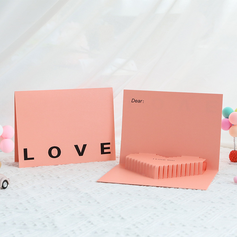 Pink Love 3D Greeting Card Creative Valentine's Day Gift Card For Couples-Jessemade AU