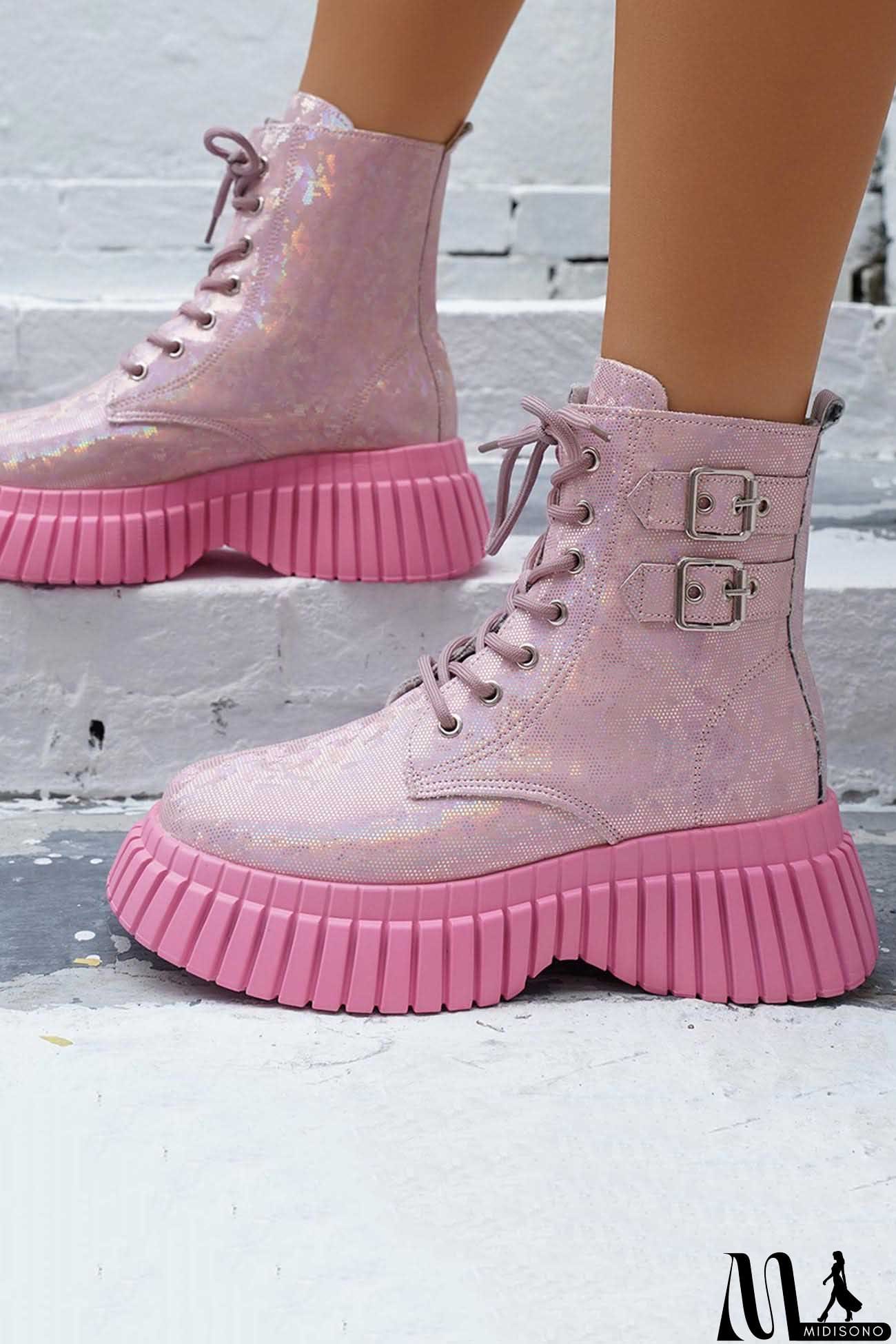 MidiSono - Glossy Platform Martin Boots