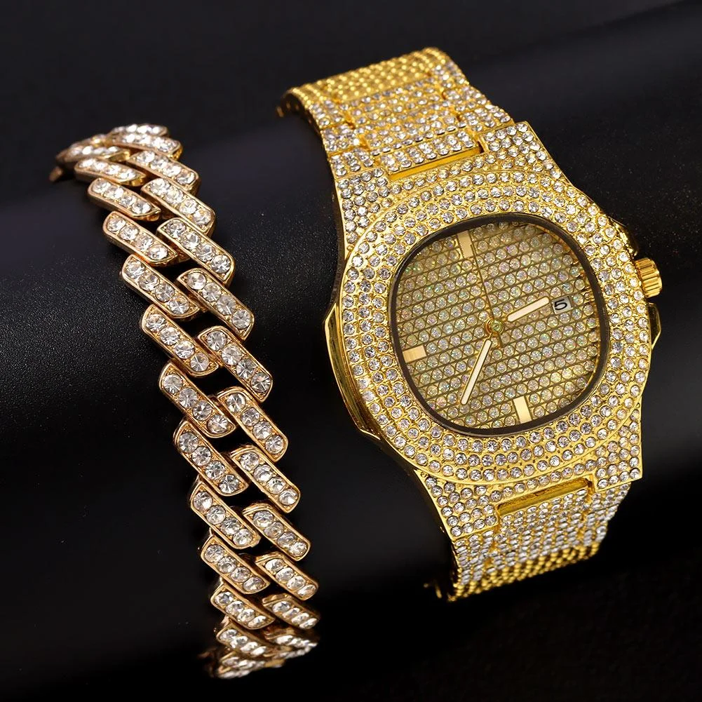 21mm Iced Out Glass Hook Buckle Women Watch-VESSFUL