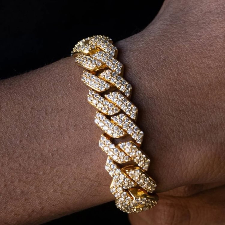 20MM Prong Cuban Link Bracelet Full Iced Out Dad Jewelry