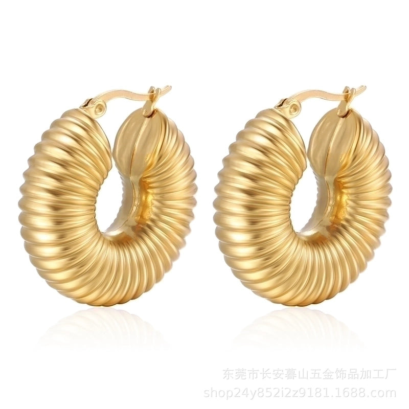 1 Pair Fashion Solid Color Plating 304 Stainless Steel 18K Gold Plated Earrings