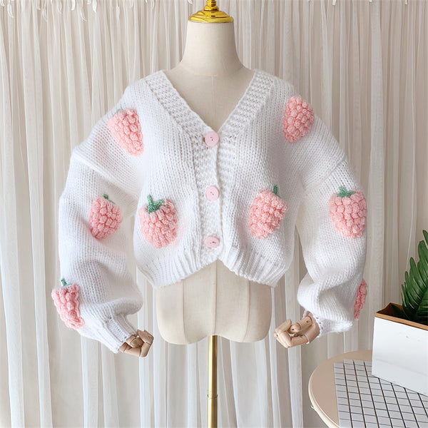 Fashion Strawberry Sweater Coat