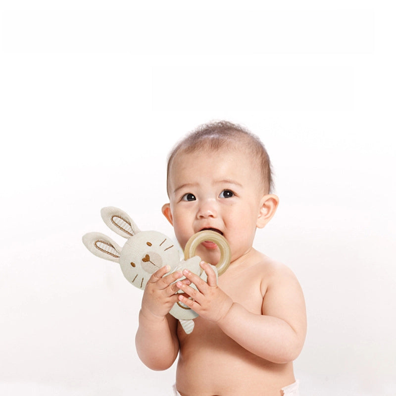 Kakiblin Organic Cotton Hand Ring Baby Can Bite Beech Grinding Stick Baby Hand Rattle Toy In Stock