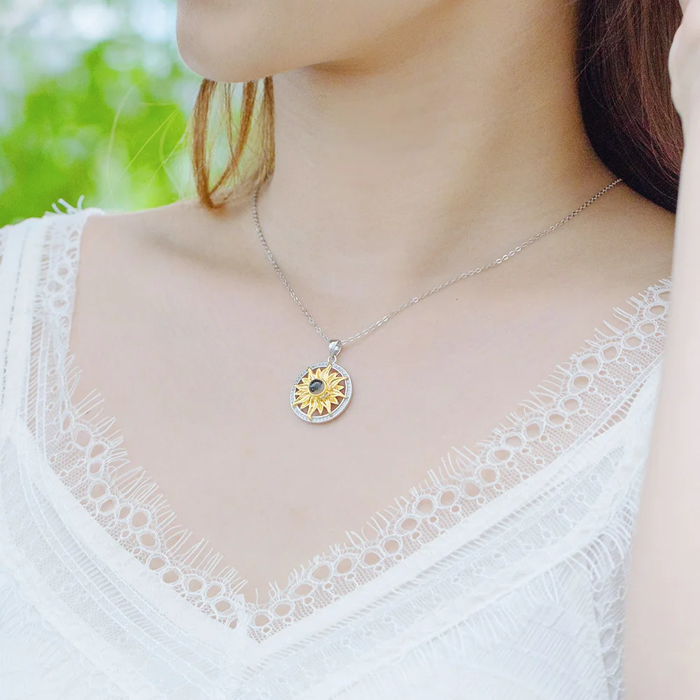 Personalized Sunflower Projection Necklace