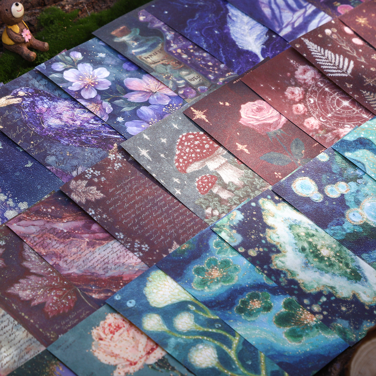 소재 종이 - 스타더스트 시크릿 스크롤 시리즈 빈티지 식물 꽃 바다