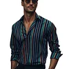 Men's New Casual Fashion Striped Printed Shirt