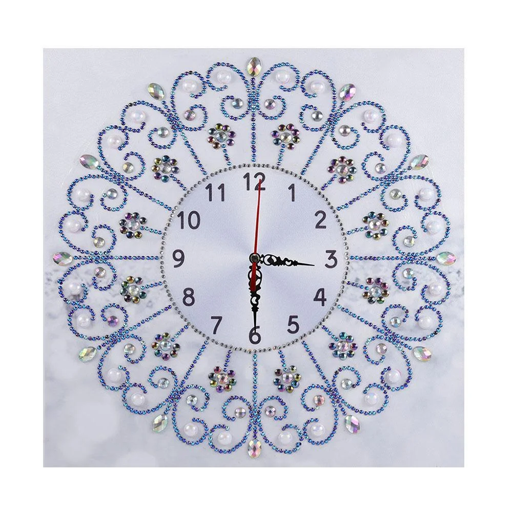 DIY Diamond Painting - Special Shaped - White Flower Wall Clock Craft Art Decor(35*35cm)