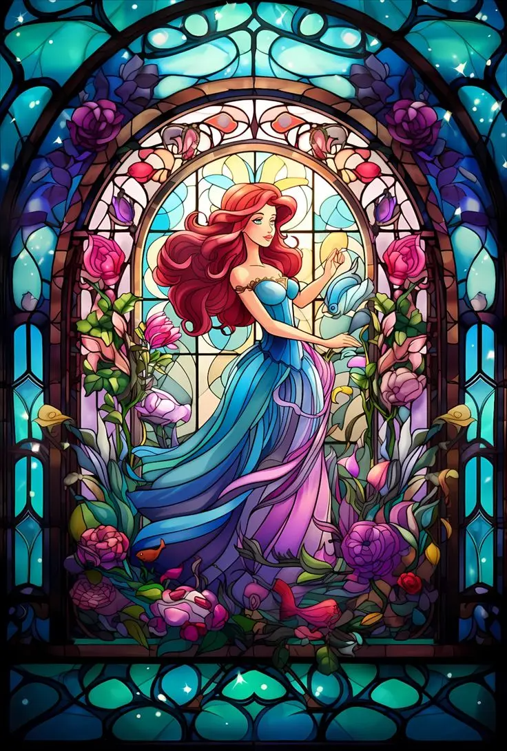 Glass Art - Disney Princess 14CT Stamped Cross Stitch 45*60CM Glass Art - Disney Princess 14CT Stamped Cross Stitch 45*60CM