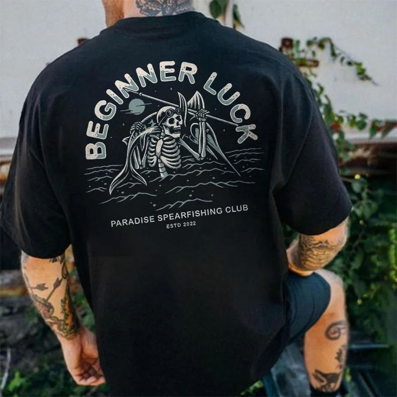 Beginner Luck Paradise Spearfishing Club Printed Casual T-shirt -  UPRANDY
