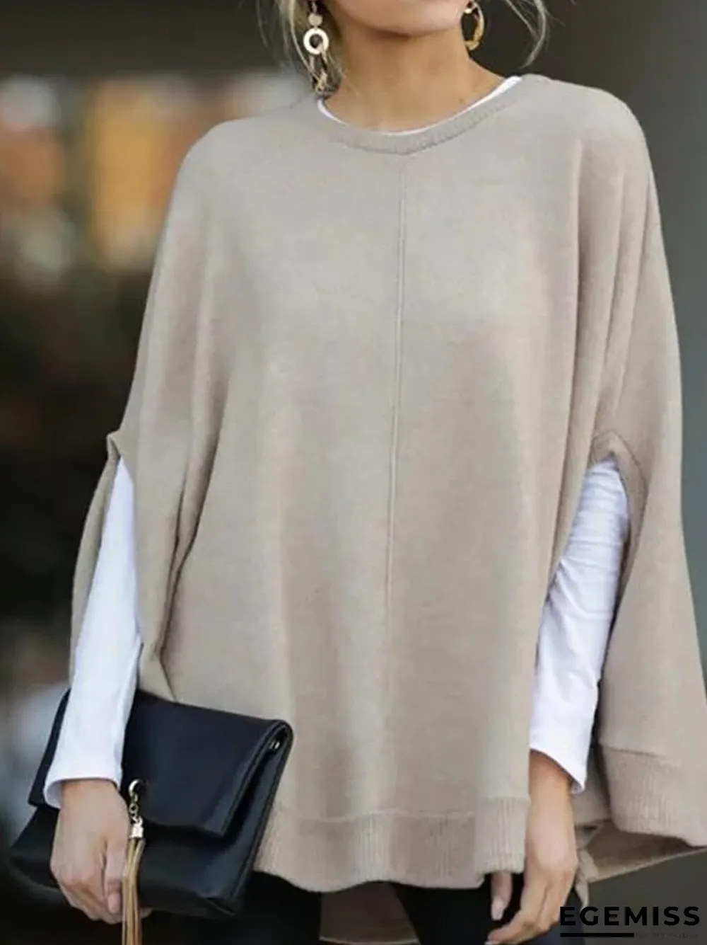 Casual Knitted Fall Solid Blouse | EGEMISS