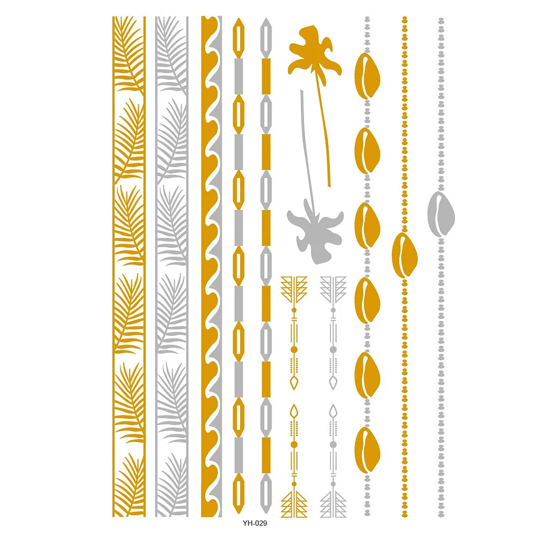 Tattoo Sexy Feather Moon Star Temporary Tattoo Female Party Body Arm Art Fake Flash Tatoos Gold Metallic Tattoo Stickers