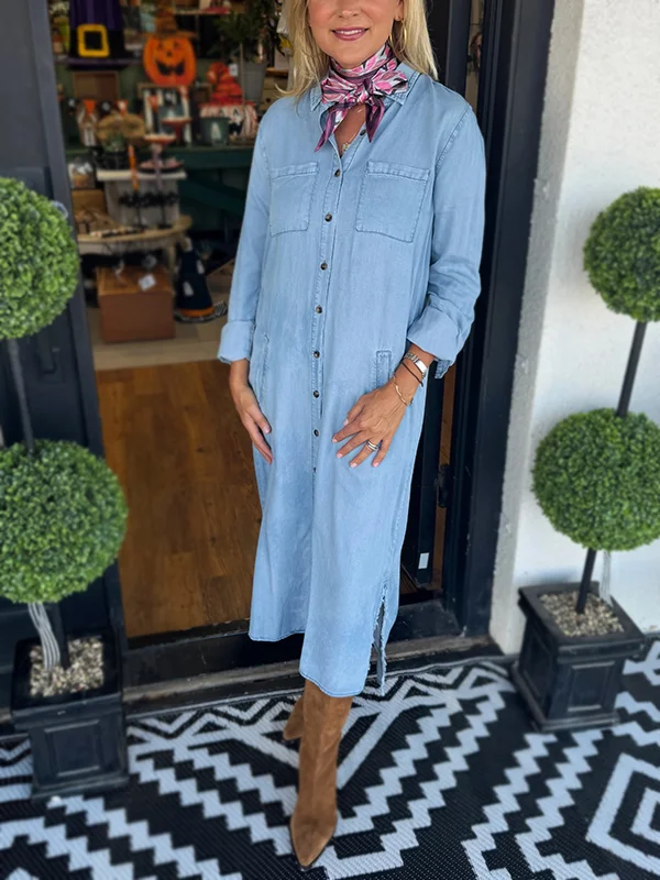 NEW🔥 Women's Denim Shirt Dress