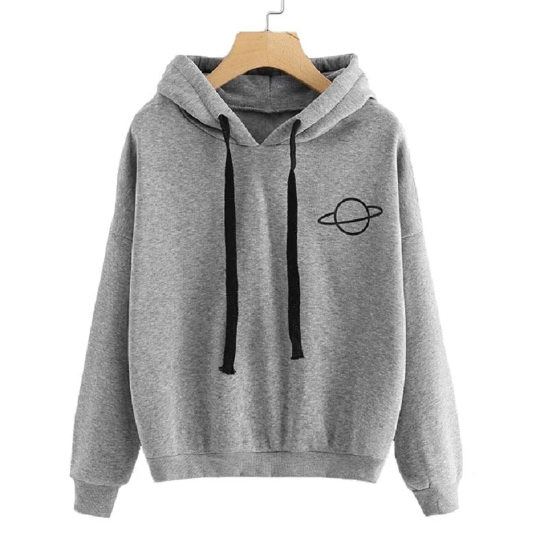 Women Hoodies Fashion Finger Heart Love Pattern Hooded Sweatshirts Autumn Winter Casual Drawstring Long Sleeve Female Pullovers