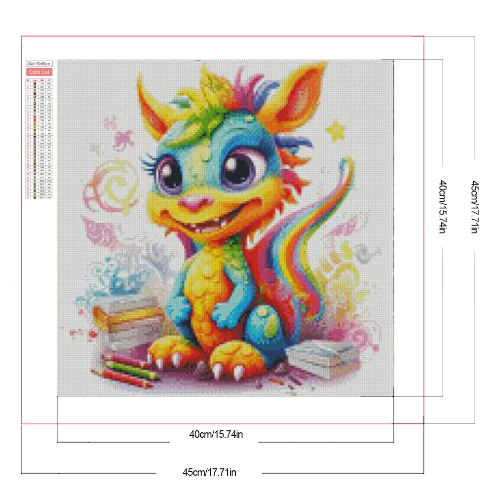 Partial AB Diamond Painting - Full Round Drill - Colourful Dinosaur(Canvas|45*45cm)