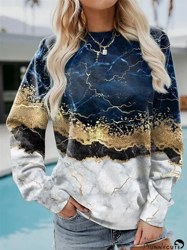 Women's Plus Size Hoodie Sweatshirt Pullover Graphic Geometric Abstract Vintage White Blue Dark Green Oversized Round Neck Long Sleeve Micro-elastic Fall & Winter