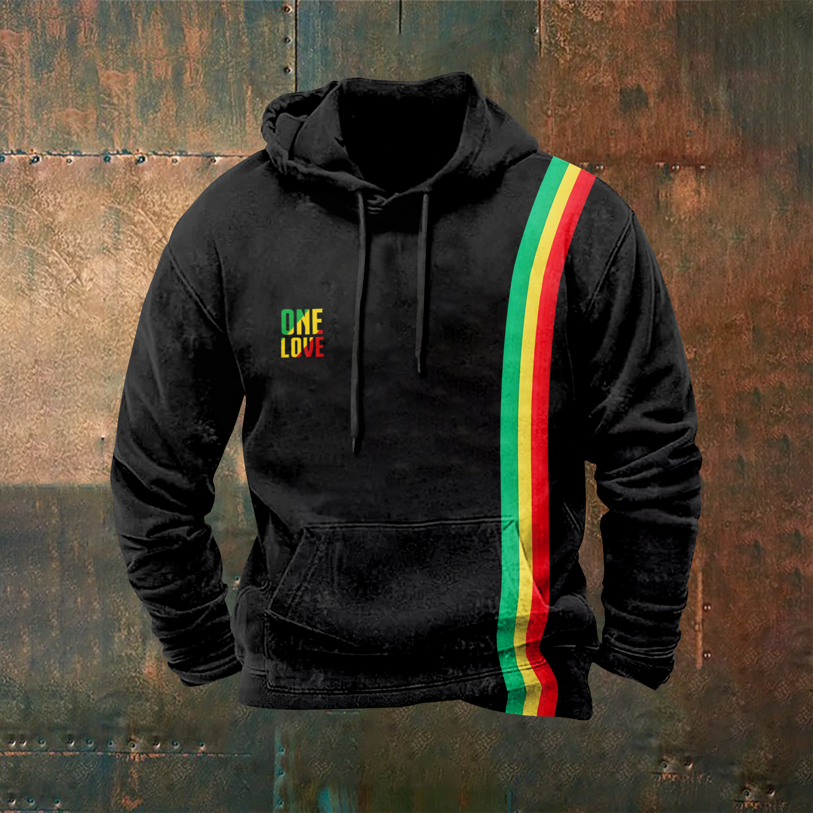 Comstylish One Love Rasta Art Print Hooded Sweatshirt