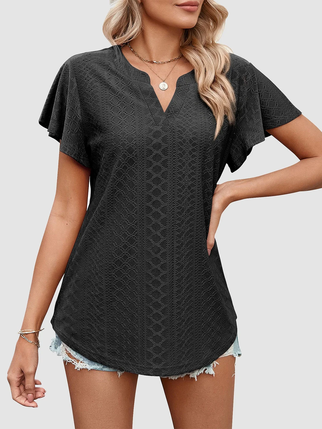 Women's Short Sleeve V-neck Graphic Tops
