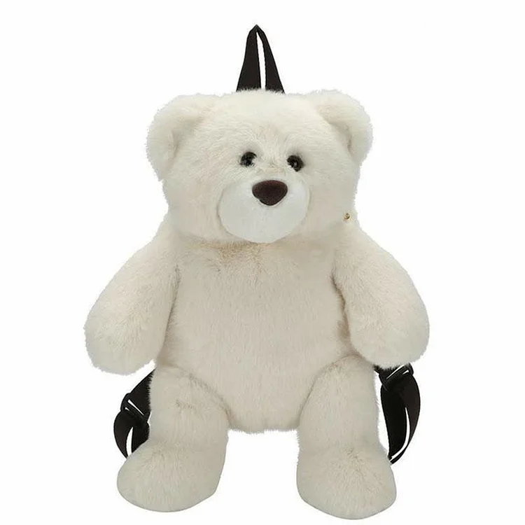 Cartoon Velvet 3D Bear Pattern Backpack - Modakawa modakawa