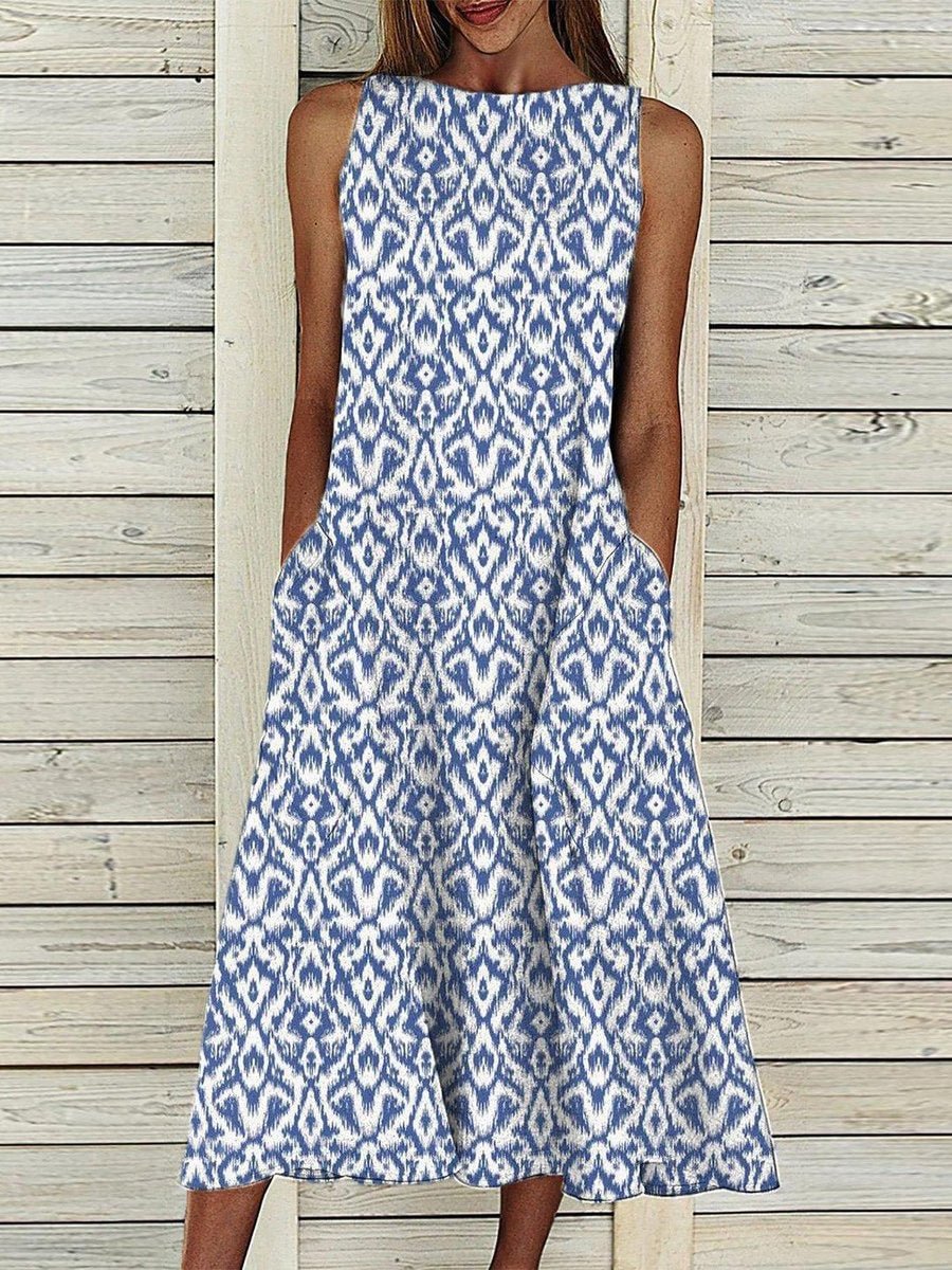 Sleeveless A-Line Pockets Dresses