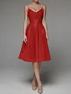 Spaghetti-Neck Solid Color Embroidered A-Line Midi Dress