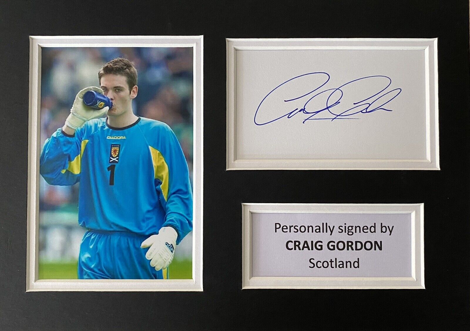 Craig Gordon Hand Signed White Card In A4 Scotland Mount Display