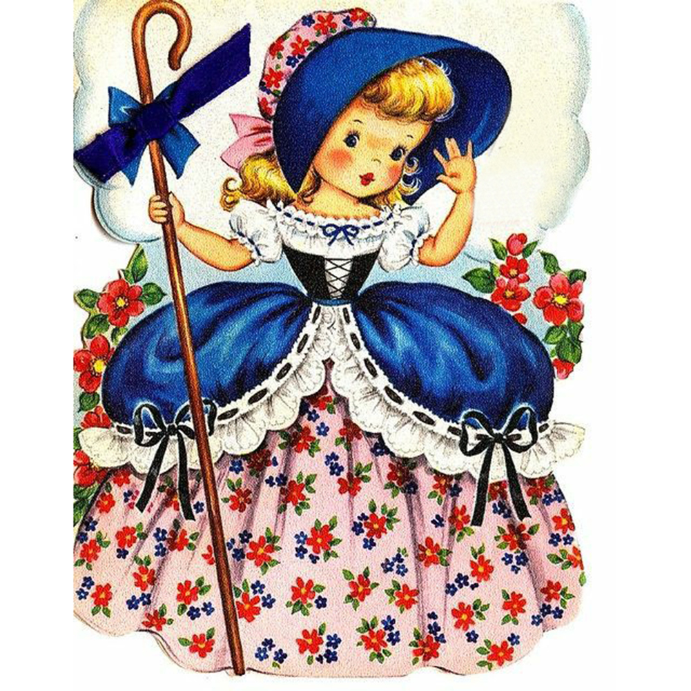 

30*40CM - Round Drill Diamond Painting - Costumed Girl, 501 Original