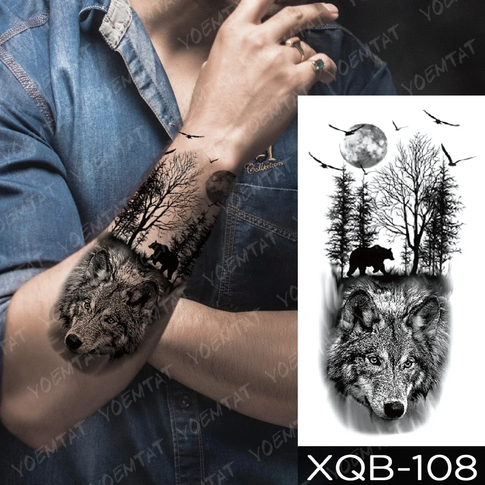 Waterproof Temporary Tattoo Sticker Old School Moth Butterfly Tatto Compass Flowers Wing Clock Body Art Arm Fake Sleeve Tatoo