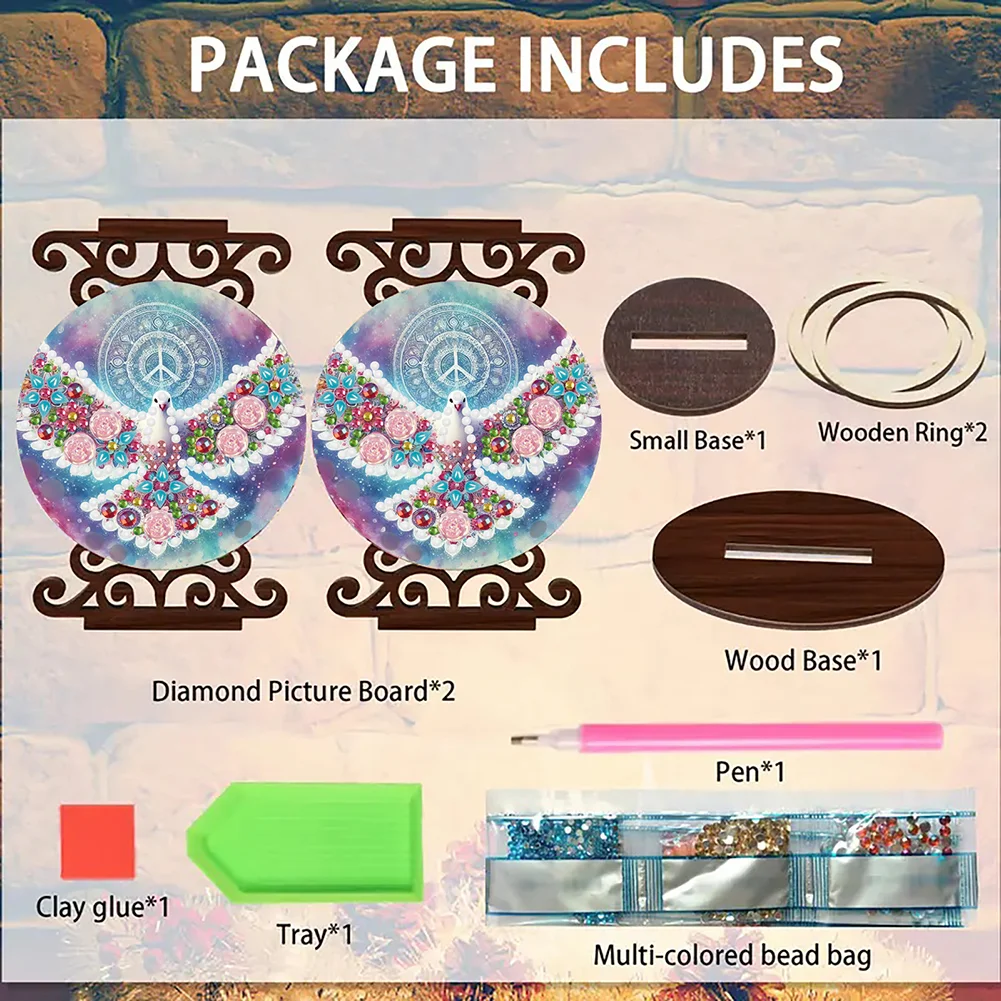 Wooden Diamond Painting Candle Holder Rhinestone Candlestick Decor (Bird)