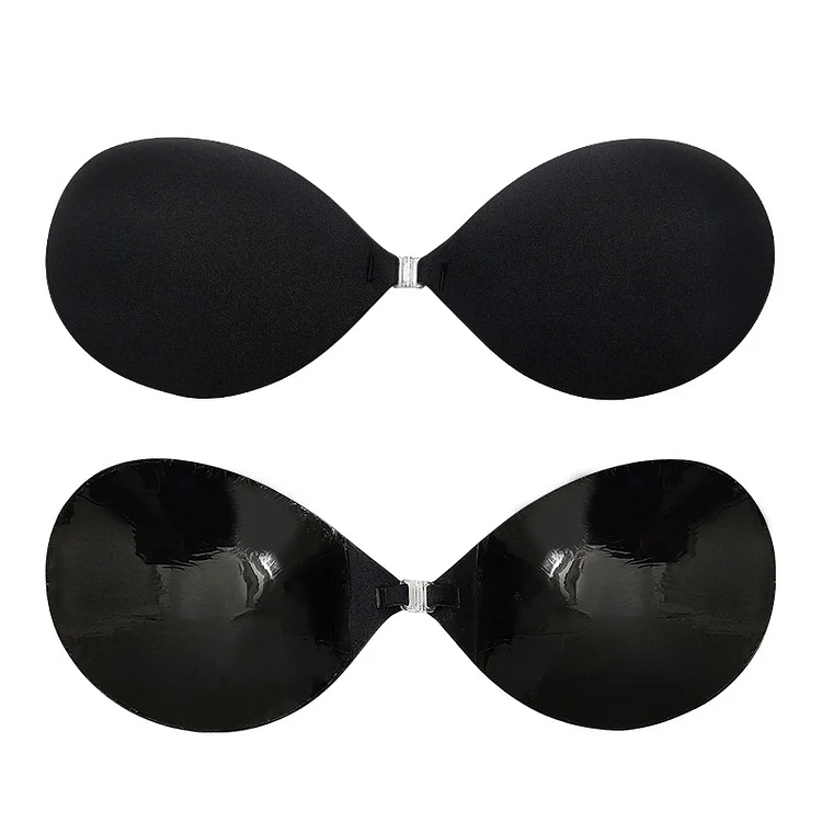 Women's Solid Buckle Front Silicone Bra, Casual lnvisible Strapless Bra for Daily Wear Radinnoo.com