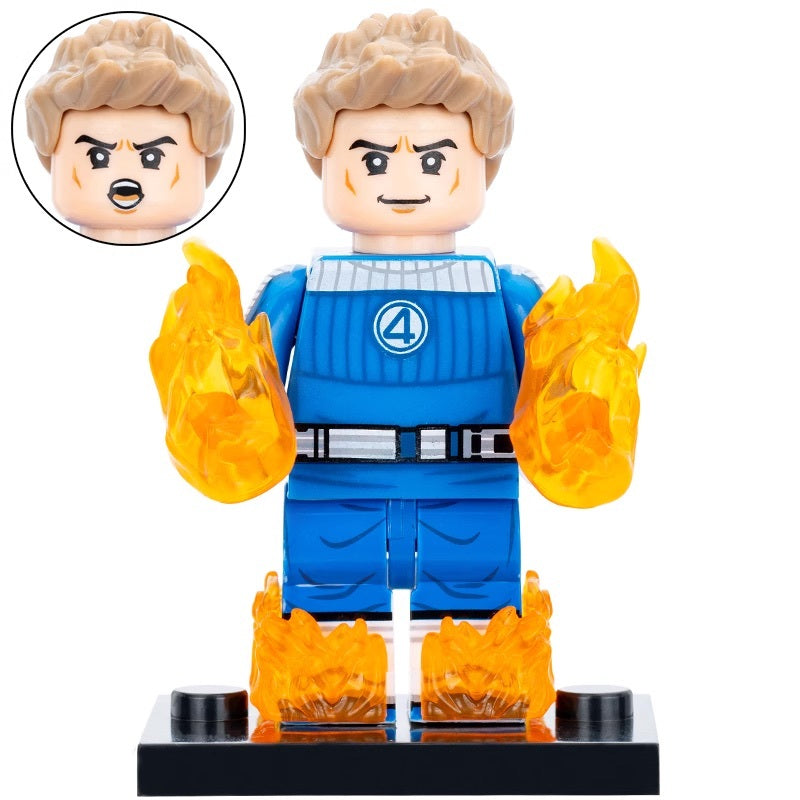 Human Torch (Fantastic Four) Custom Marvel Superhero Minifigure Minifigure Bricks monstertoys