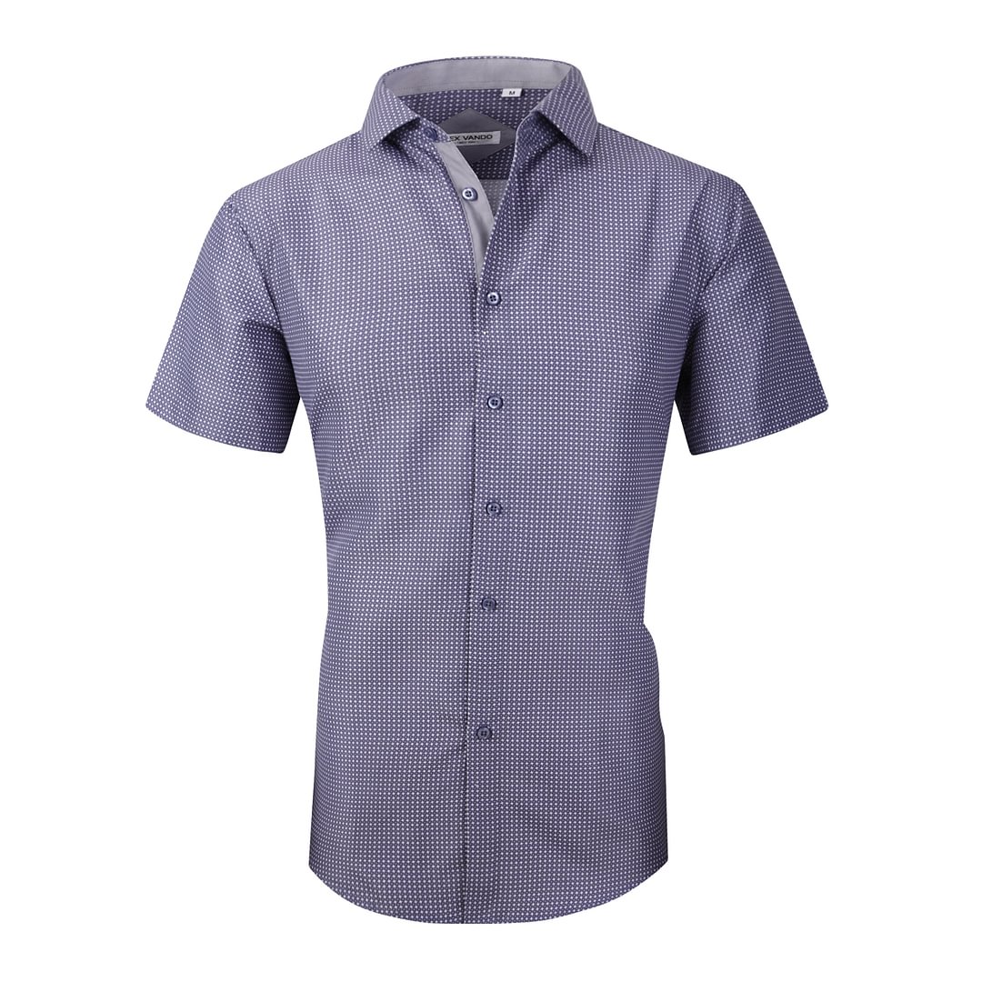 Men's Microfiber Casual Short Printed Shirt Grey Alex Vando Fashion