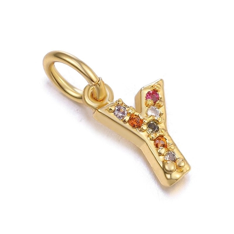 1 Piece Copper Zircon Letter Pendant Jewelry Accessories
