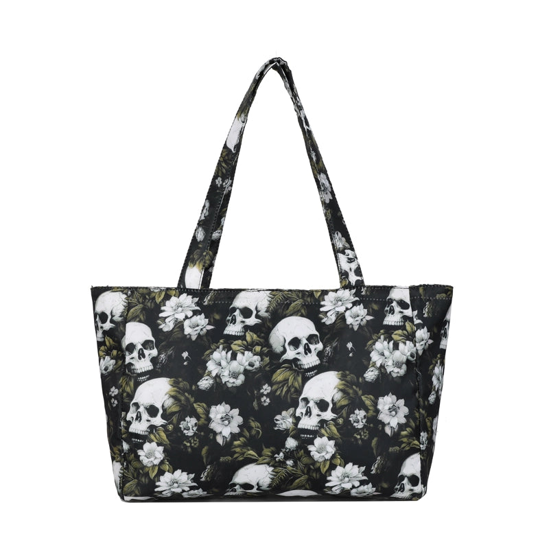 Halloween Women’s Flower Skull Streetwear Square Zipper Shoulder Bag Underarm Bag