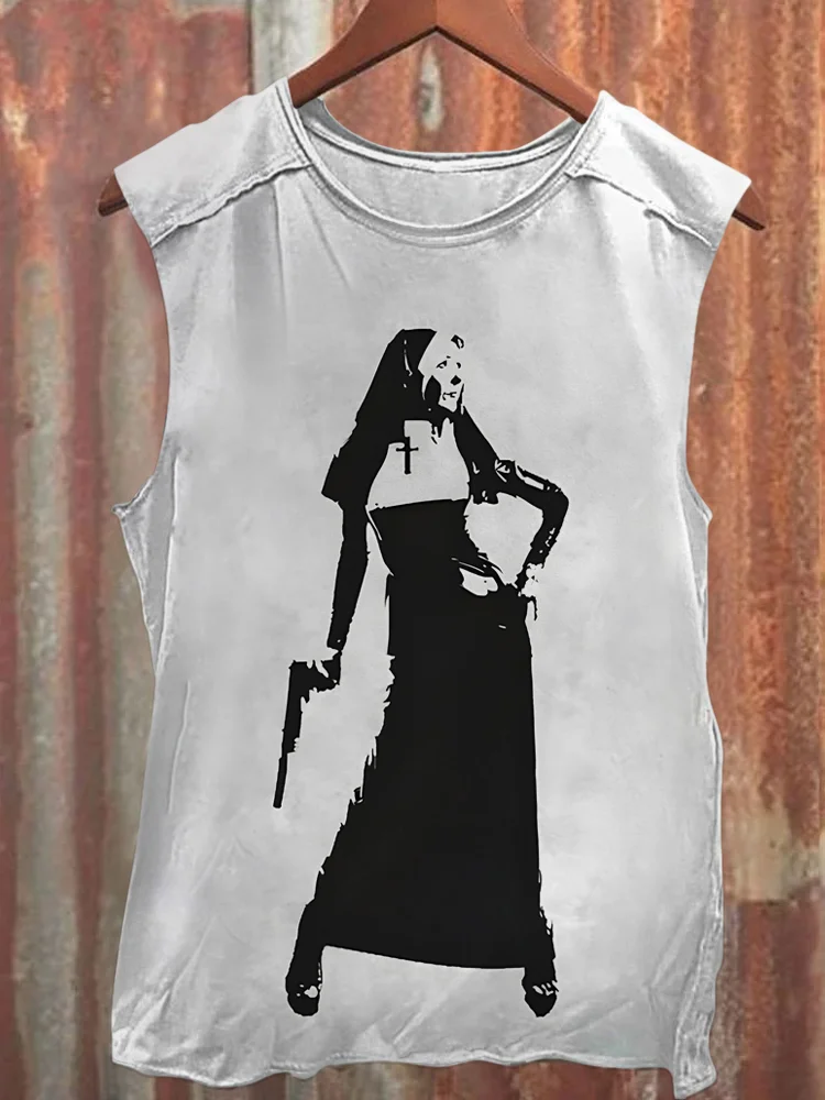 Pretty Nun with Gun Tank Top