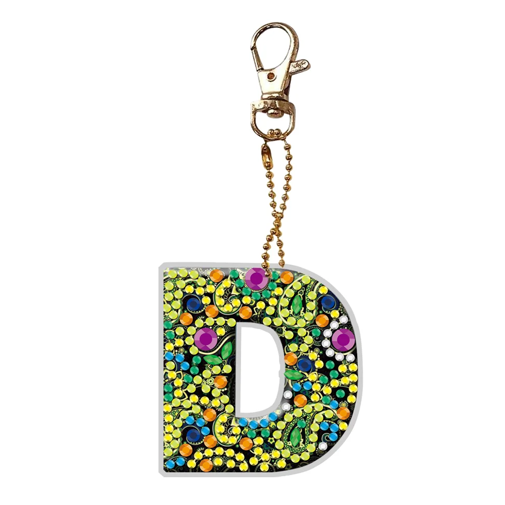 DIY Handmade Gem Keychains Letters Lady Bag Pendant