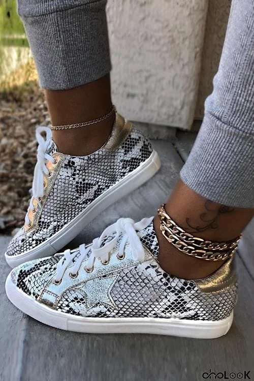 Lace Up Star Snake Sneakers