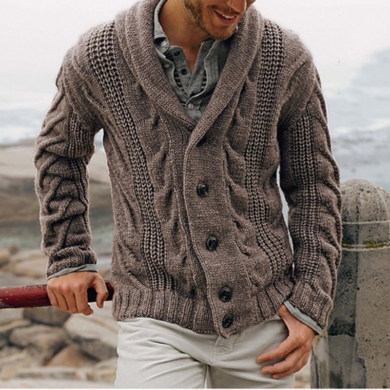 Men's Retro Casual Twisted Knit Cardigan