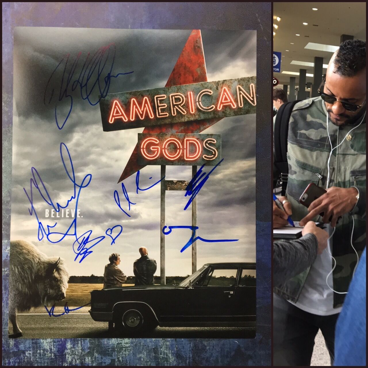 GFA Ricky Whittle Cast x7 * AMERICAN GODS * Signed TV 11x14 Photo Poster painting PROOF A2 COA