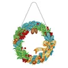 5D DIY Special Shaped Diamond Painting Christmas Hanging Wreath With Lamp String Kit