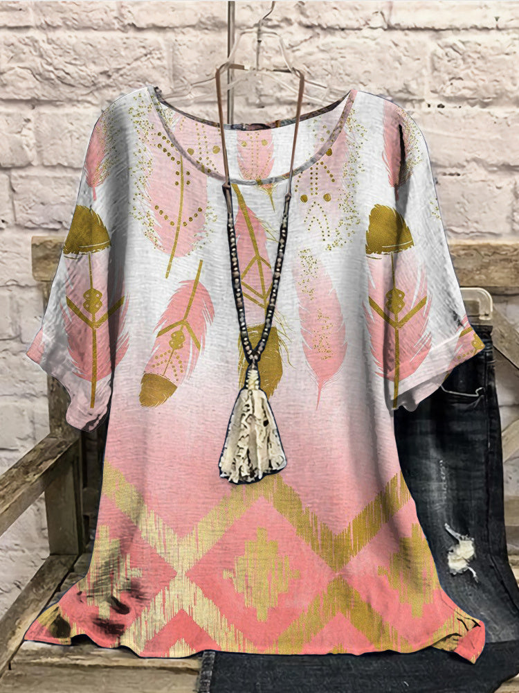 Women Long Sleeve V-neck Graphic Floral Printed Top