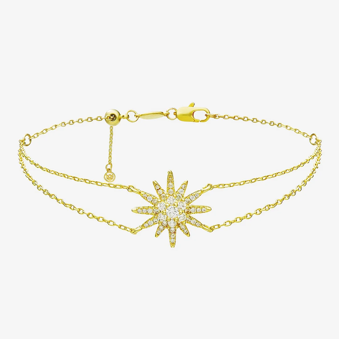 Lucky Charm Star 14K Gold Double Chain Bracelet
